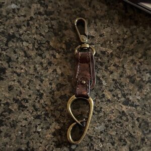 Brown Leather Keychain with Gold Hardware